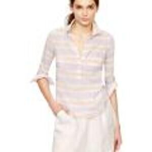 J. Crew  Popover Peach and Lavender Multi-stripe  Blouse Style  43425 size 2